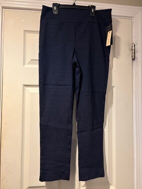 Women's Straight Leg Textured Pants in Navy 1XL